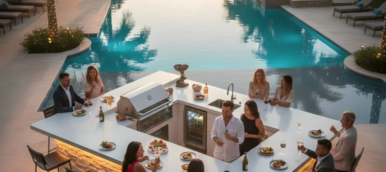Outdoor Kitchen and Pool Combinations