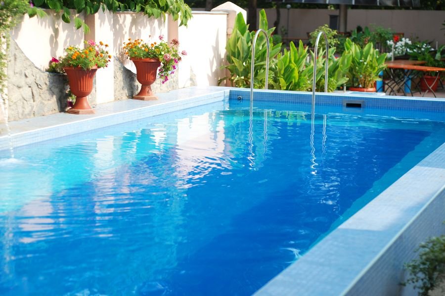 rectangle pool completes the architectural